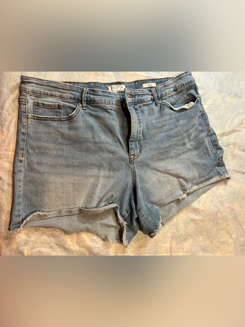 sofia by sofia vergara Distressed Light Blue Denim Shorts